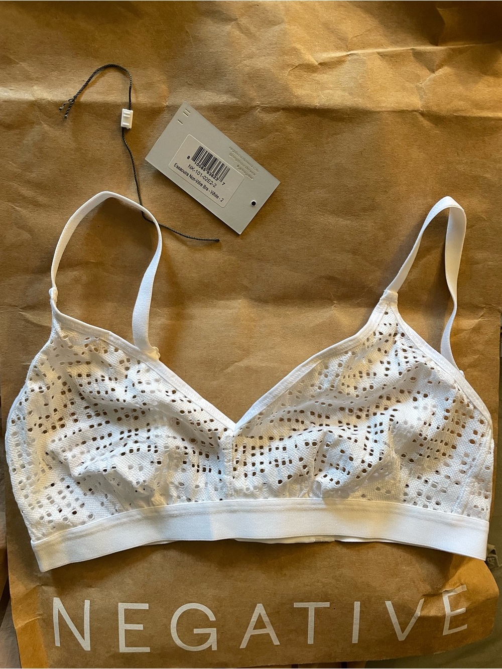 Negative Underwear White Eyelet Bralette (size 2)